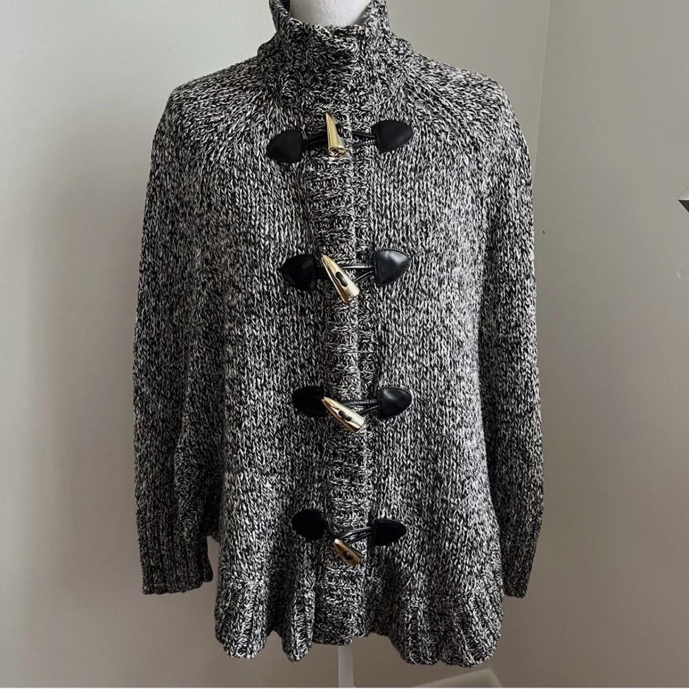 Michael by Michael Kors Women's Black and Gray Sweater Poncho.